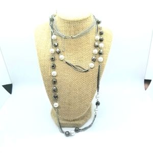 Express Layered Faceted Long Statement Necklace